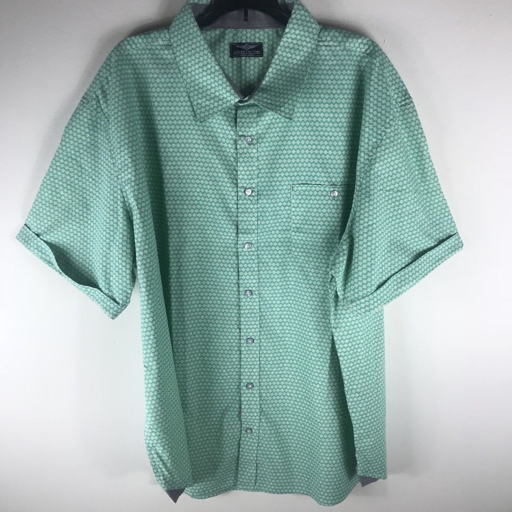 Across The Pond Men Size 3XL Green Button Down